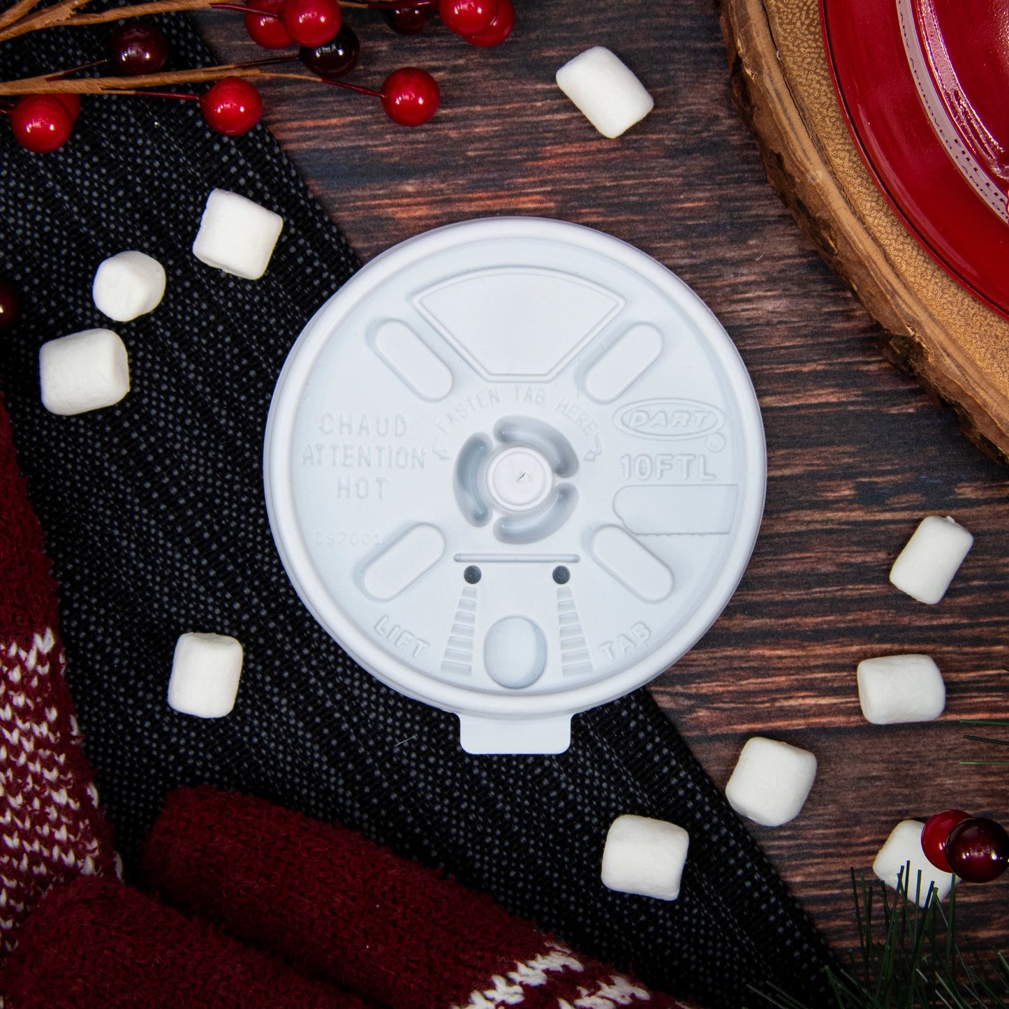 Dart 10oz HIPS Plastic Lift'n'Lock Lid White 10FTL-1000