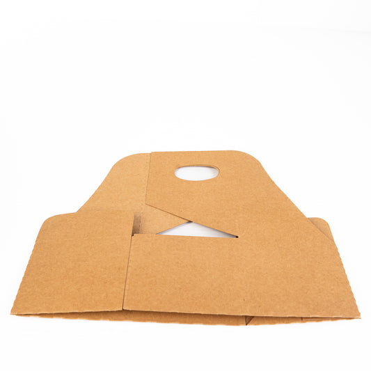 2 Cup Holder With Handle Kraft Cardboard Beverage Carrier-250