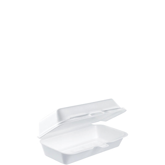 Dart 7x3in Foam Food Container w Removable Lid White 72HT1 Hot Dog-500