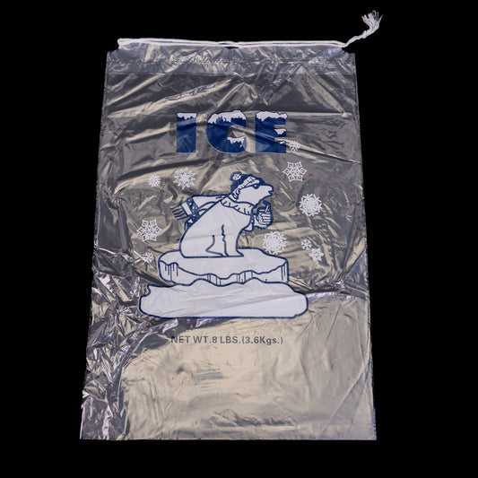 8 Lbs CLear Plastic Ice Bag With Ice Print 500/cs