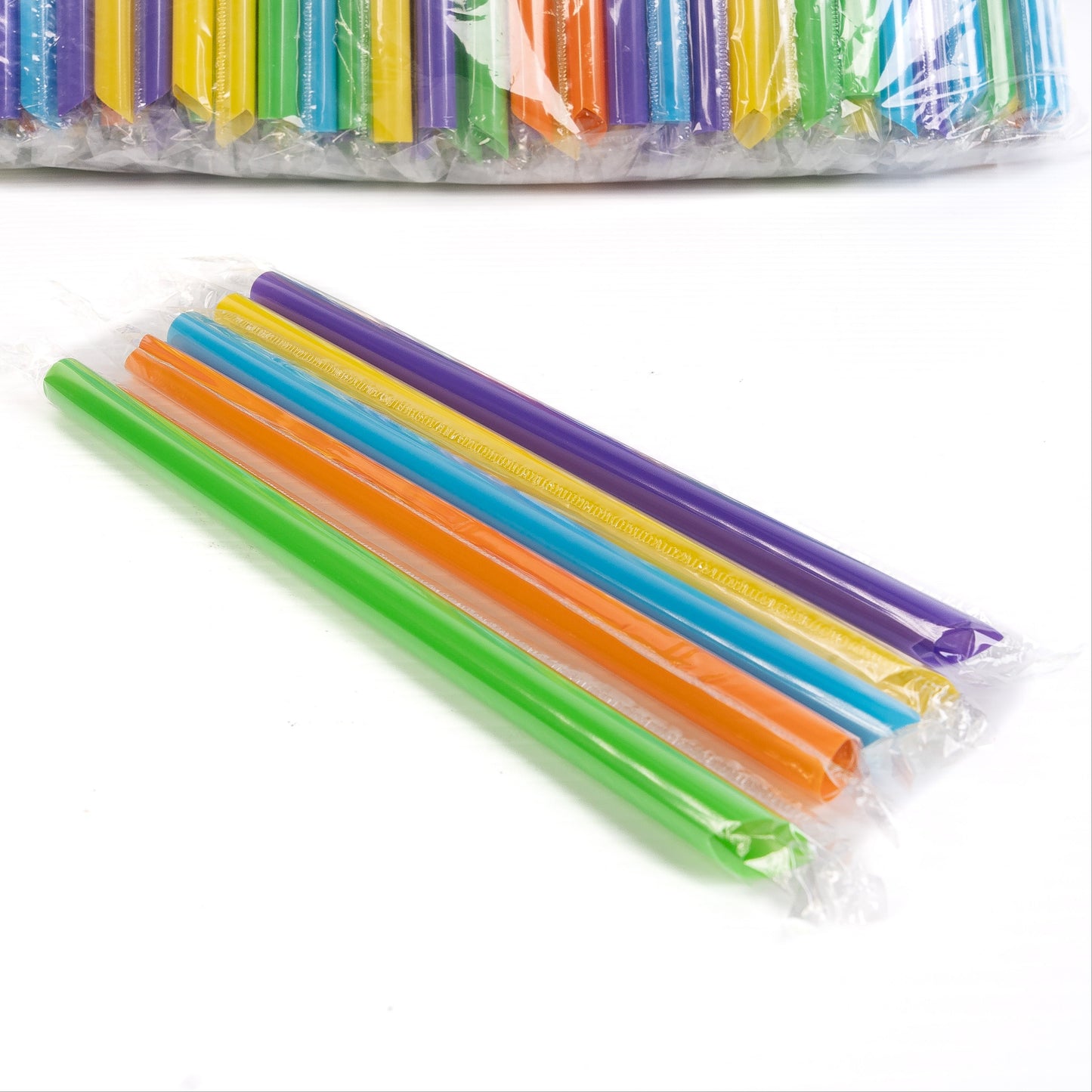 7" Wrapped Boba Color Straws Pointed Tip 4/500