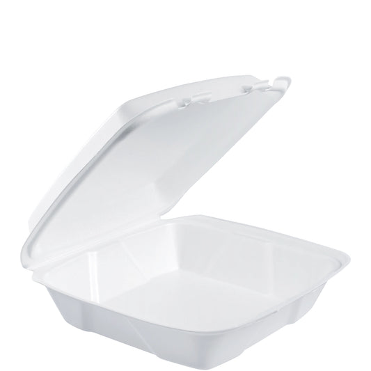 Dart 9in XPS Foam 1-Compartment Container with Removable Lid White 90HT1R-200