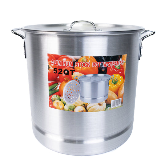 Aluminum Stock Pot w/Steamer 20\24\32\40\52 QT 5PC