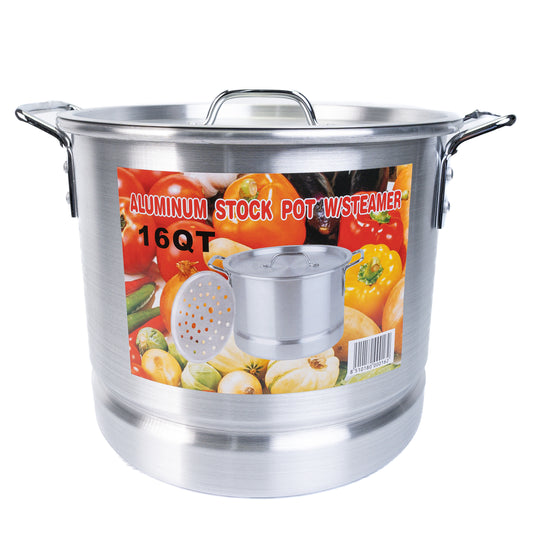 Aluminum Stock Pot w/Steamer 8\12\18\20 QT 4PC