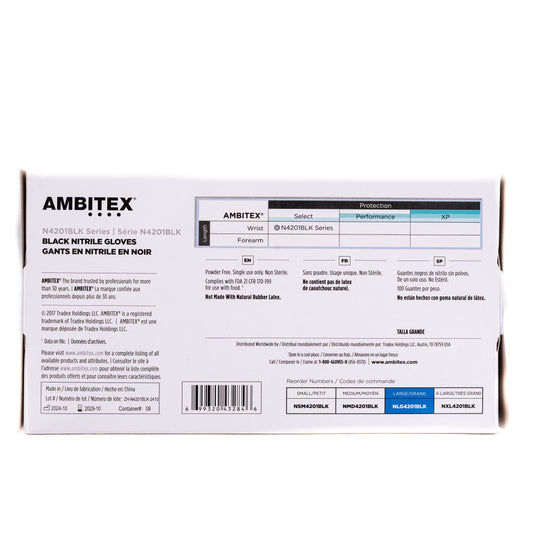 Ambitex Black Nitrile Gloves Guantes Negros