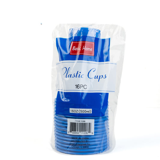 Basic Home Blue Plastic Cups 16oz (Vaso de Colores Azul)