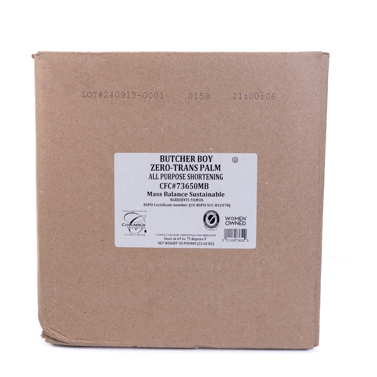 Butcher Boy Zero Trans Palm All Purpose Shortening 50 Lbs(Manteca De Vegetal)