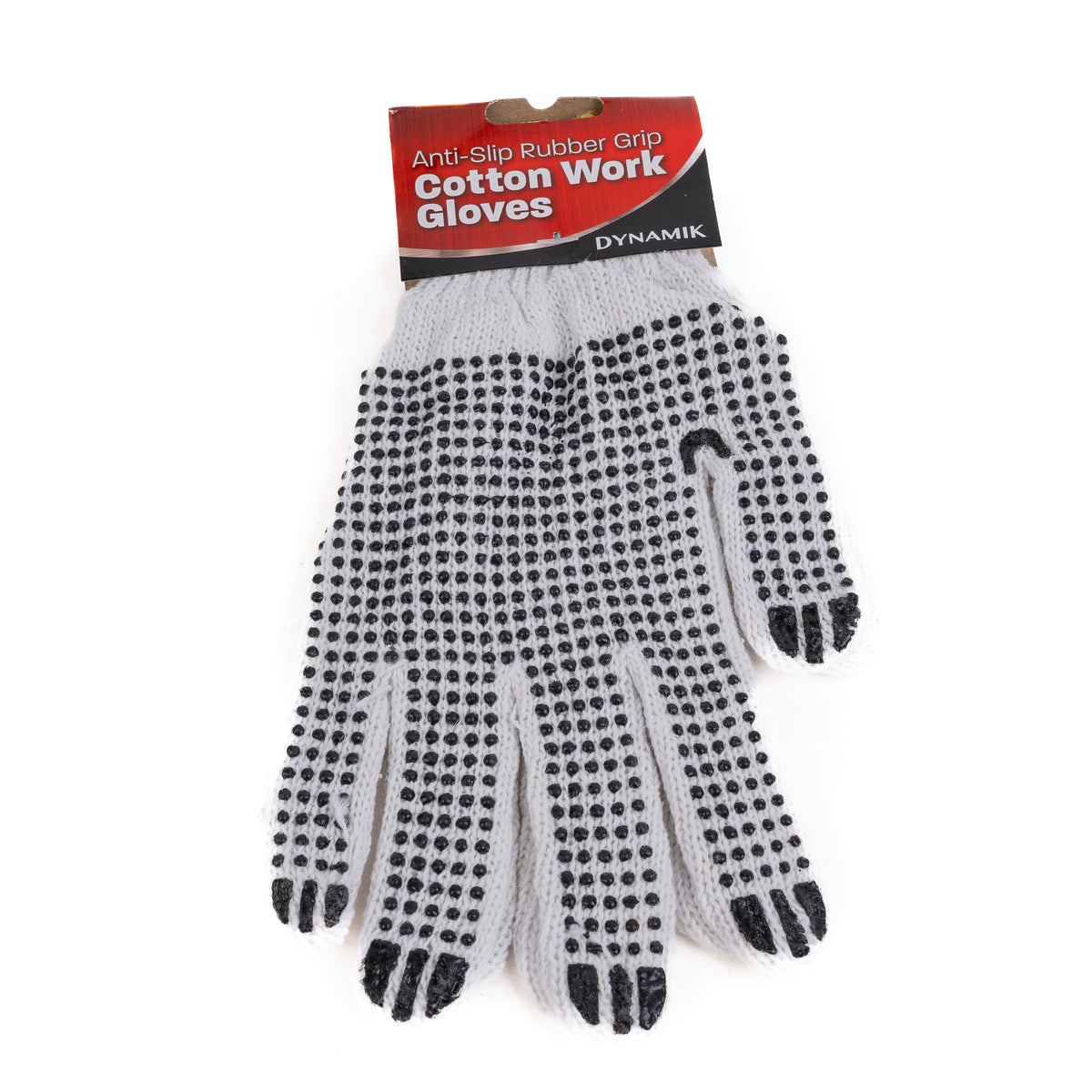 Dynamik Cotton Work Gloves Anti Slip Rubber Grip 6/2CT PairGloves