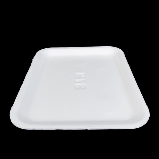Foam Meat Tray White 4s 9 1/4" x 7 1/4" x 1/2" - 500/Case