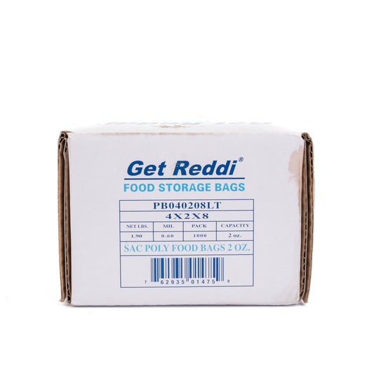 Get Reddi 0.60mil SAC Poly Food Bags 4x2x8 1000pcs
