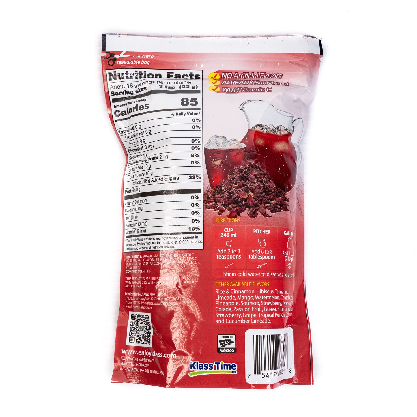 Klass Jamaica Hibiscus Aguas Frescas Flavored Drink Mix 18/14.1 oz