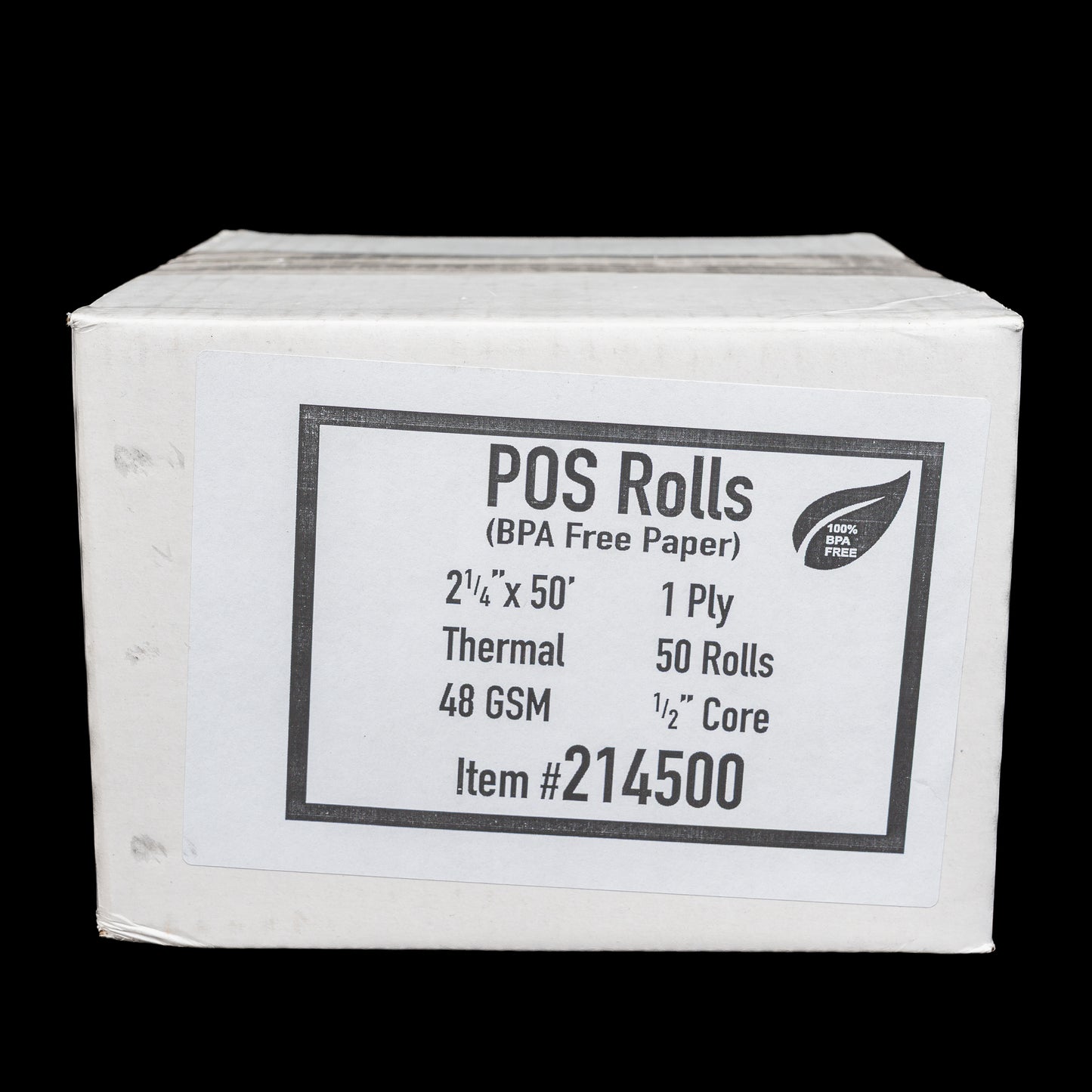 POS Rolls BPS Free Paper Thermal 48 GSM 1 Ply 2 1/4X50 50 Rolls 1/2"Core