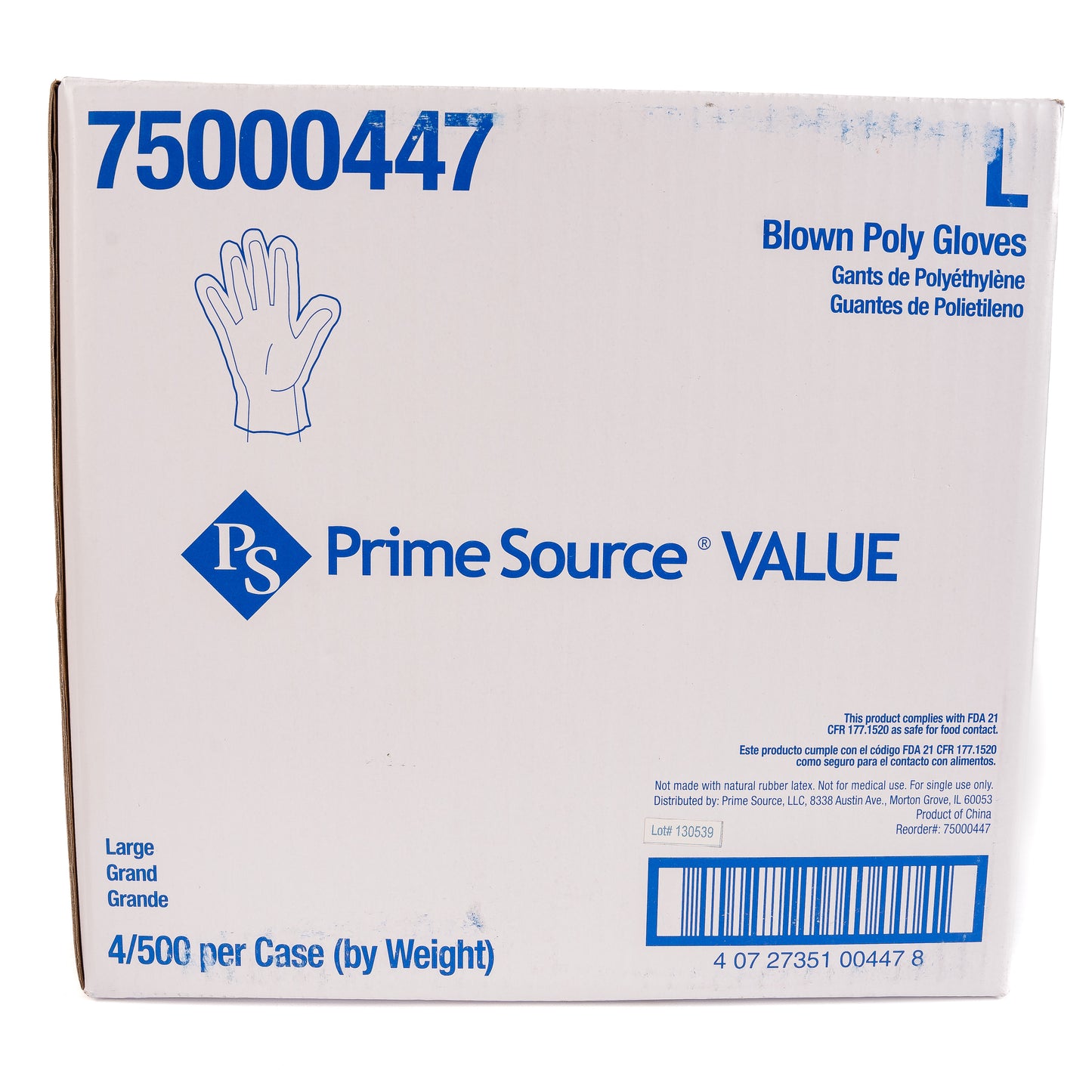 PS Prime Source Value Poly Clear Gloves Large 1X4
