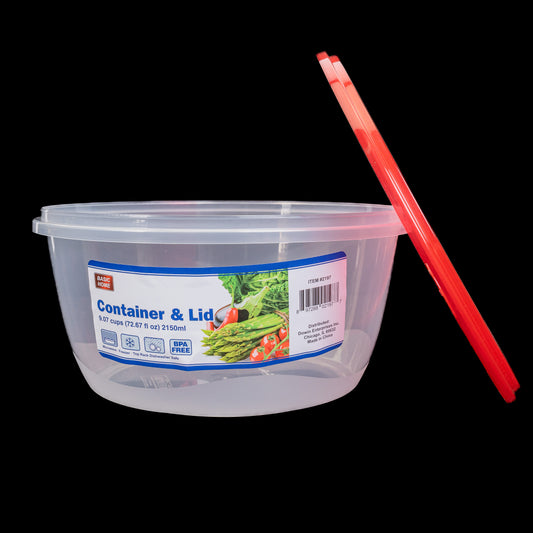 Plastic Food Round Container Xtralarge 72.67 Fl Oz Tupper Rojo