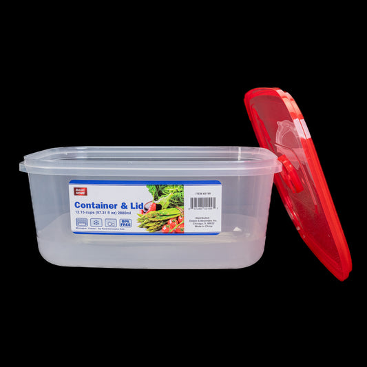 Plastic Food Rectangular Container Xtralarge 97.31 Fl Oz Tupper Rojo