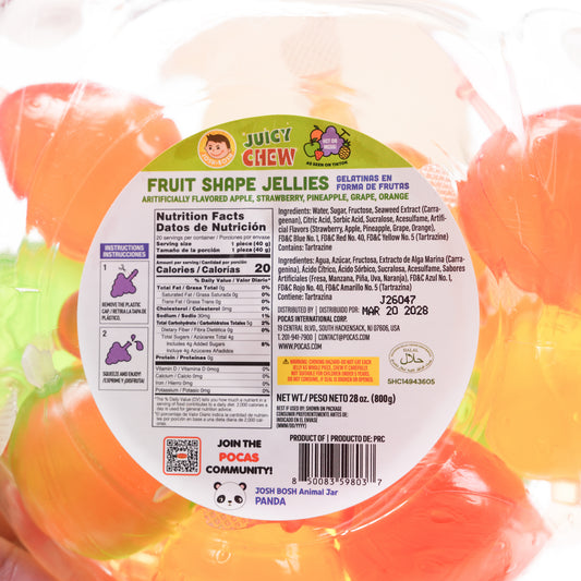 POCAS Juicy Chew Animal Jar Jellies 6/28 oz (PANDA)