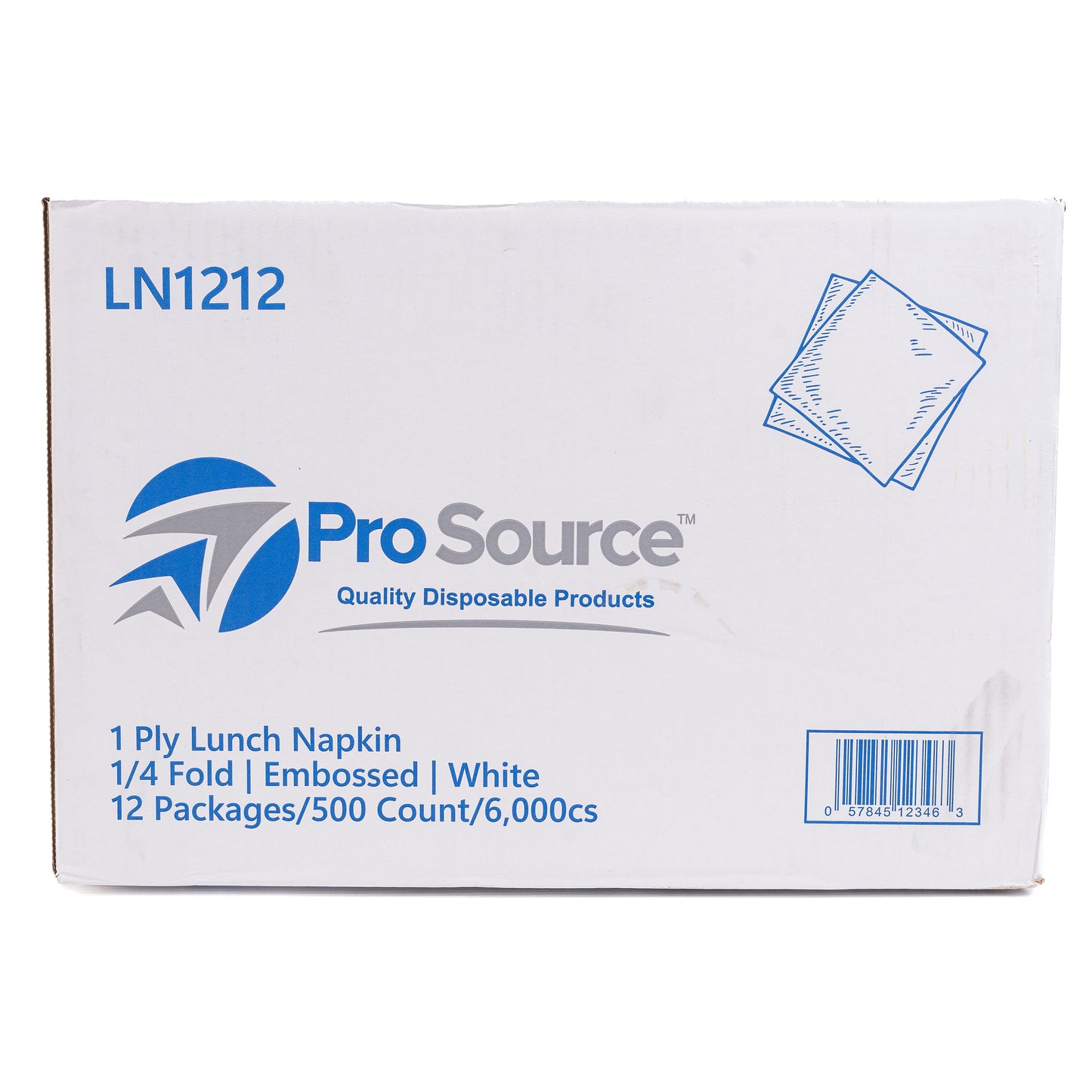 ProSource 1 Ply Lunch Napkin 1/4 Fold 12X500 Count