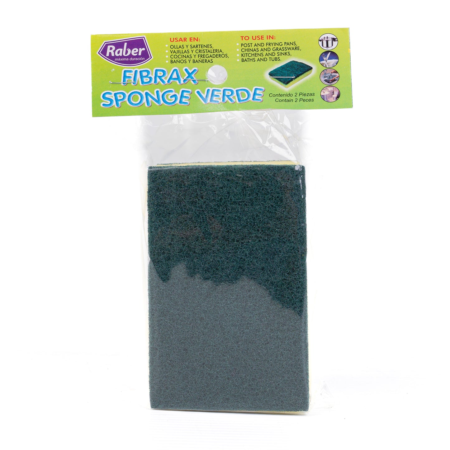 Raber Fibrax Sponge Green/Yellow 2pcs