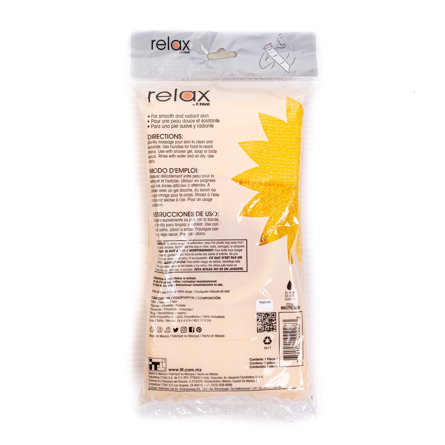 Toalla Strech Con ASA Relax Back Scrubber With Handles