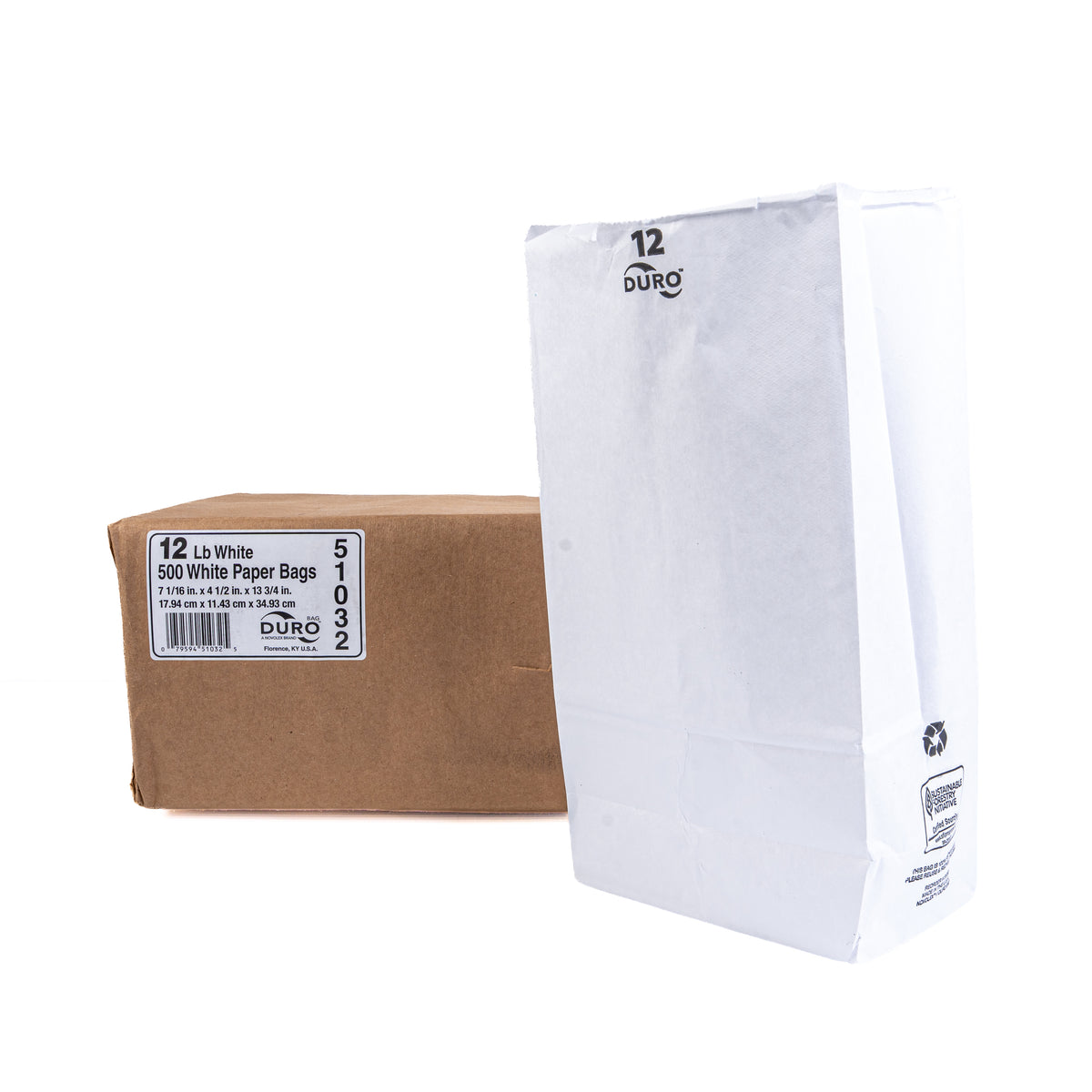 Duro 12 LB White Paper bags 500ct 51032
