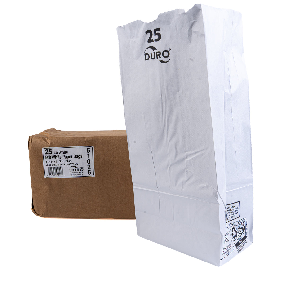 Duro 25 LB White Paper bags 500ct 51025