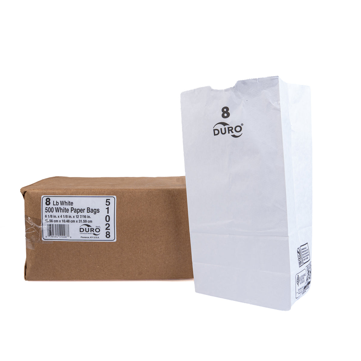 Duro 8 LB White Paper bags 500ct 51028
