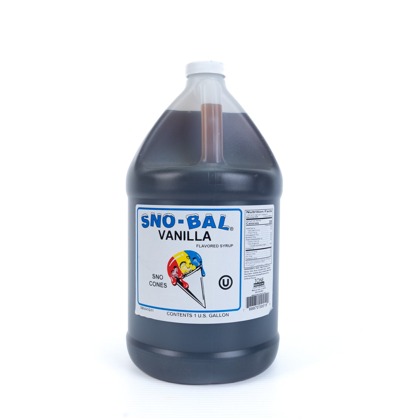 Sno - Bal Vanilla Flavored Syrup 1 Gal