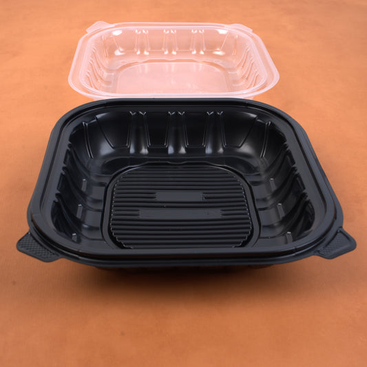 9X9 1 Comp Black Bottom Clear Lid (Container De Plastico Vintage)-100