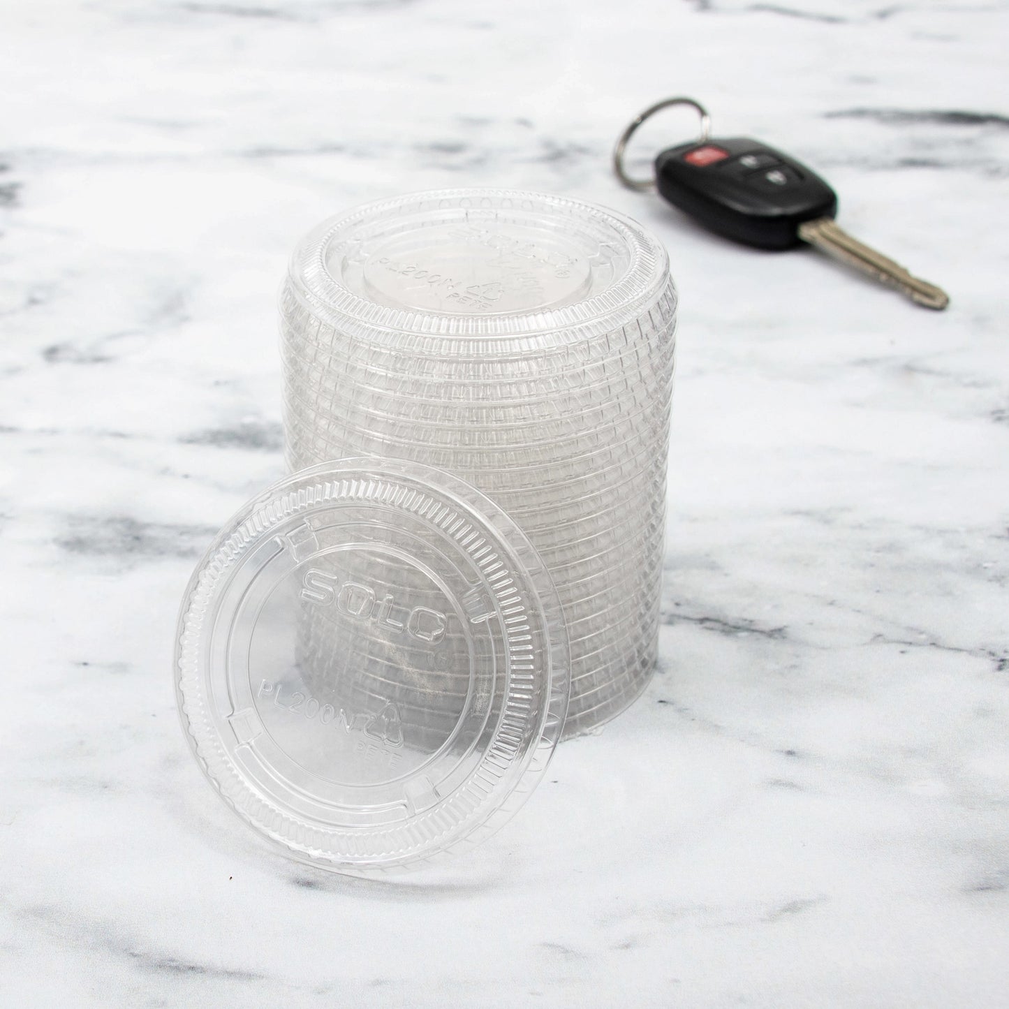 1.5-2.5 oz PET Plastic Soufflé Cup Lid - Clear (Tapa 2oz)-2500