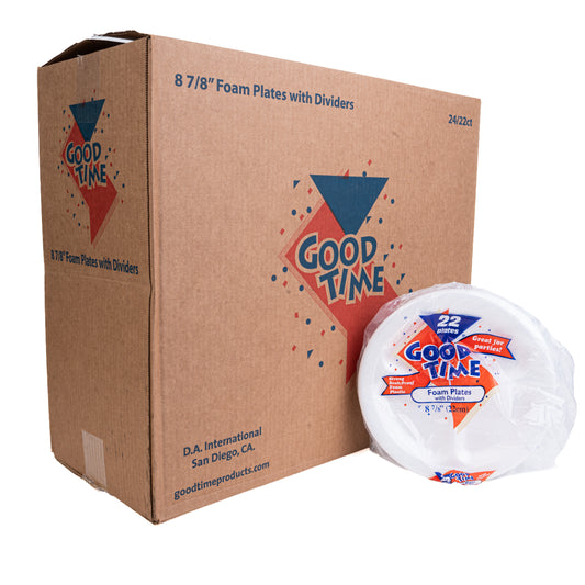 Good Time Foam Plates w Dividers 8 7/8  24/22ct