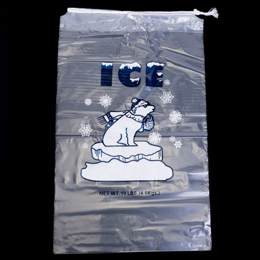 10 lb Clear Plastic Ice Bag with Ice Print 500/cs