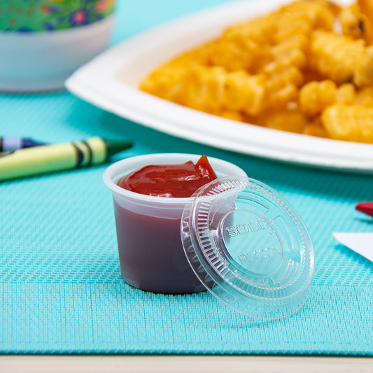 1 OZ PET Plastic Soufflé Cup Lid Clear(Container 1 oz)-2500