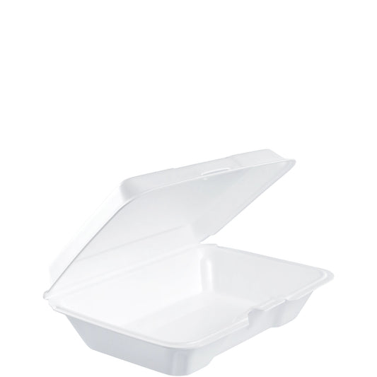 Dart 9x6in Shallow Foam Container w Removable Lid White 206HT1R-200
