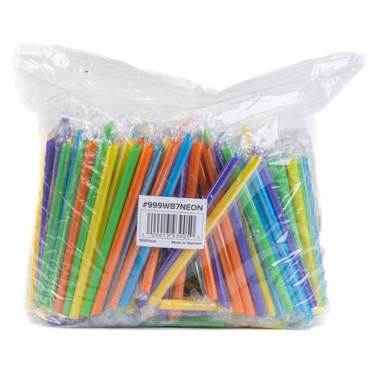 7" Wrapped Boba Color Straws Pointed Tip 4/500