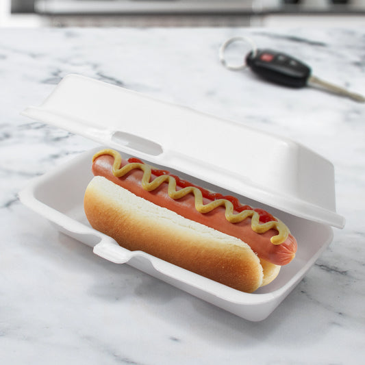 Dart 7x3in Foam Food Container w Removable Lid  White 72HT1 Hot Dog-500