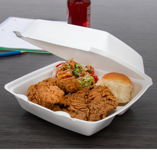 Dart 8x5in 3-Compartment Medium Foam Container w Removable Lid White 85HT3R-200