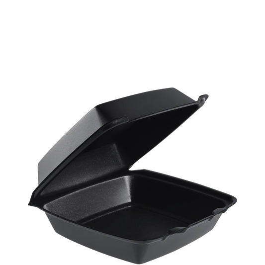 Dart 8.5in Foam 1-Compartment Container with Removable Lid Black 85HT1-200