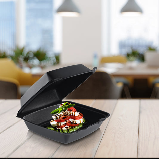 Dart 8.5in Foam 1-Compartment Container with Removable Lid Black 85HT1-200