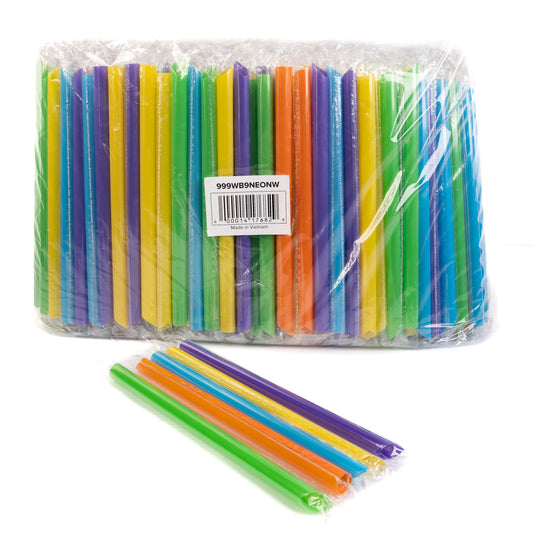 9" Wrapped Boba Color Straws Pointed Tip