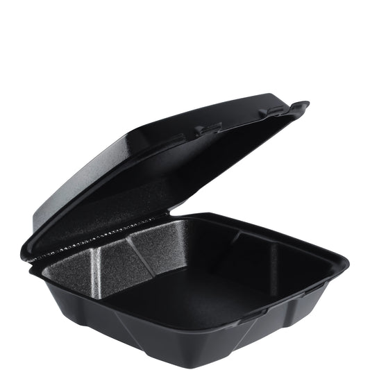 Dart 9in XPS Foam 1-Compartment Container with Removable Lid Black 90HT1-200
