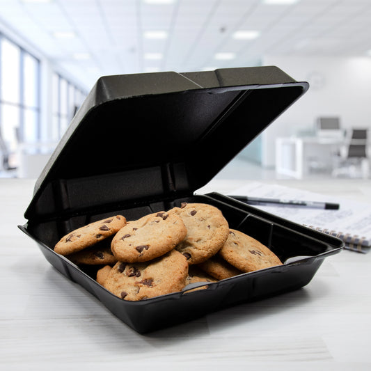 Dart 9in XPS Foam 1-Compartment Container with Removable Lid Black 90HT1-200