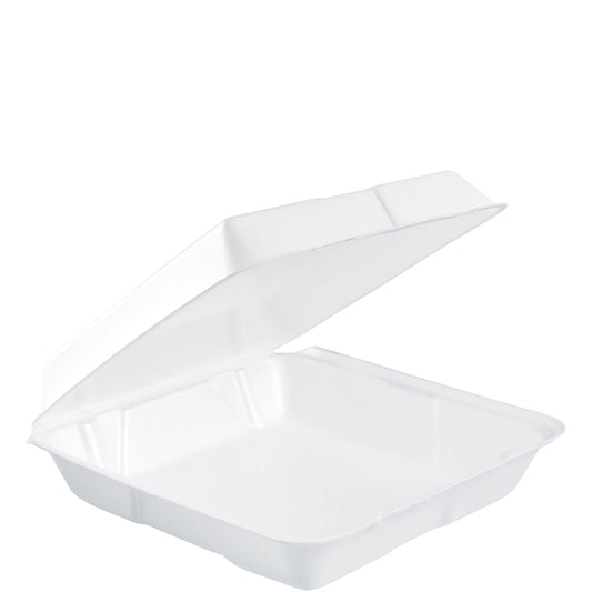 Dart 9.5in Foam Container w Removable Lid White 95HT1R-200