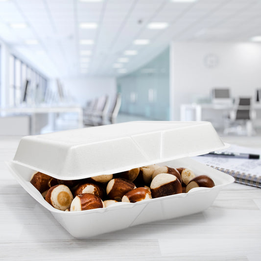 Dart 9.5in Foam Container w Removable Lid White 95HT1R-200