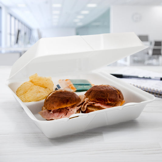 Dart 9.5in 3-Compartment Foam Container w Removable Lid White 95HT3R-200