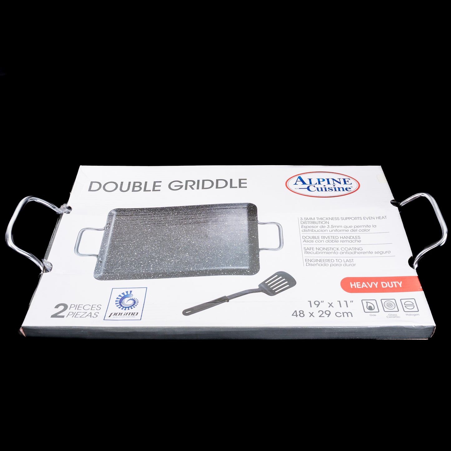 Alpine Cuisine Double Griddle Heavy Duty 19in x11in