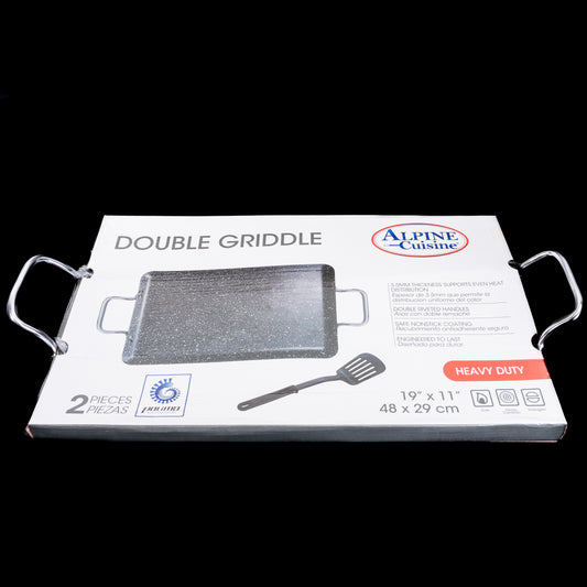 Alpine Cuisine Double Griddle Heavy Duty 19in x11in