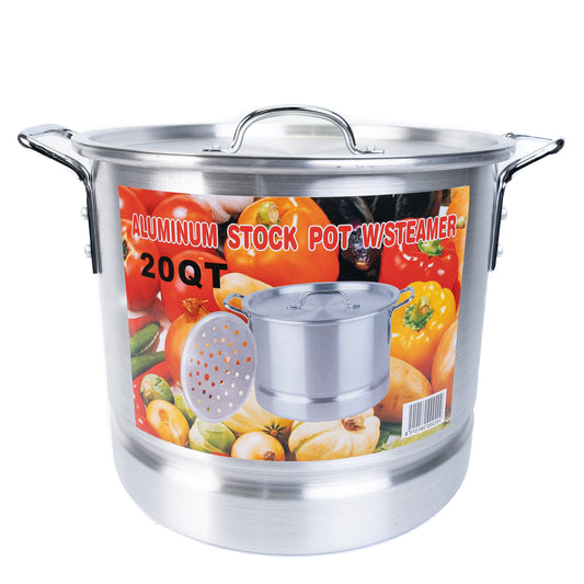 Aluminum Stock Pot w/Steamer 8\12\18\20 QT 4PC
