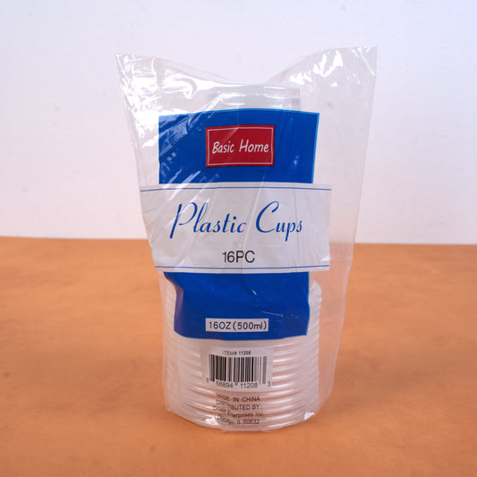 Basic Home Clear Plastic Cups 16oz (Vaso De Colores Clear)