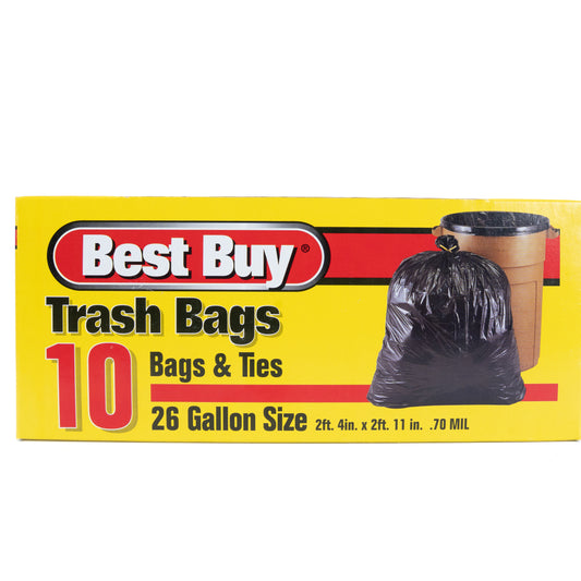 Best Buy 10 Trash Bags & Ties 26 Gal