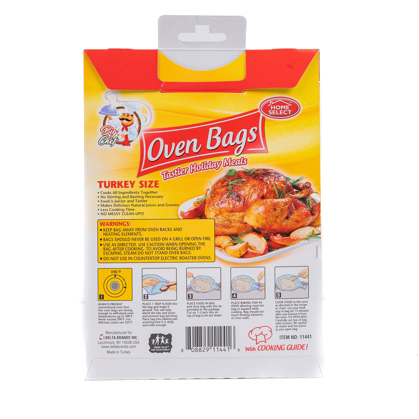 Big Chef Oven Bags Turkey size 19" x 23 1/2" 18ct